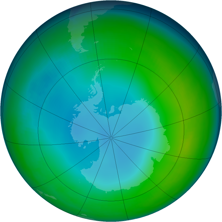Antarctic ozone map for June 2002